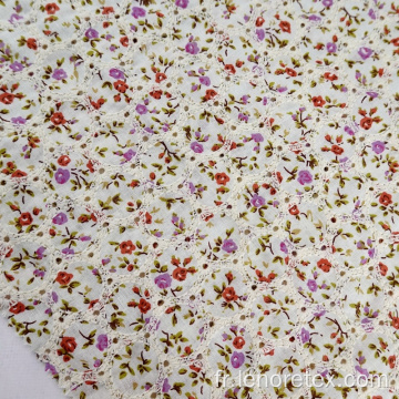 Tissu de broderie à oeillet d&#39;impression florale 100% coton